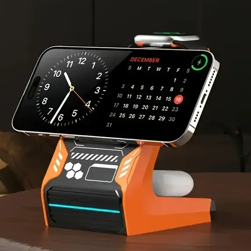 3-in-1 Magnetic Wireless Charging Station - 15W Fast Charger for iPhone, Apple Watch & AirPods
