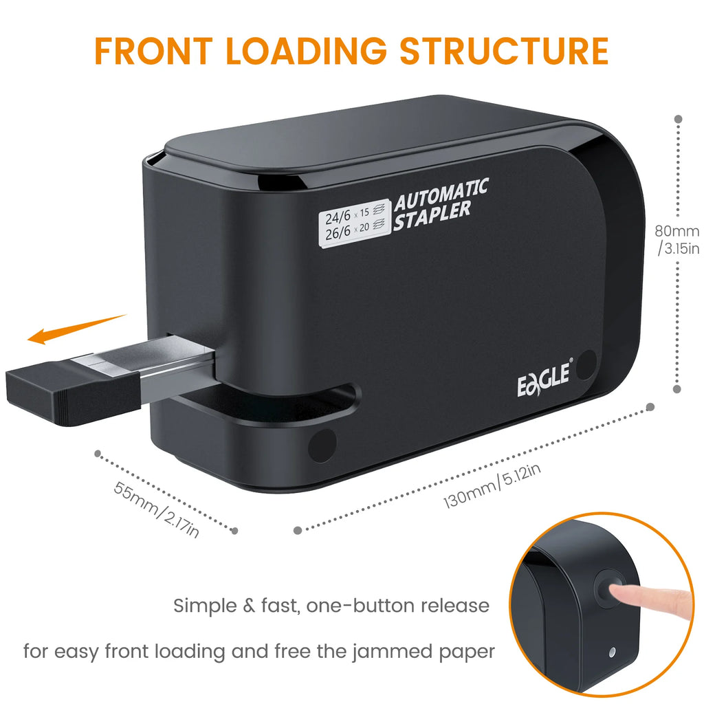 Eagle Automatic Electric Stapler - 20 Sheet Capacity, Dual Power (AC/Battery) for Office & Home Use with 2000 Free Staples