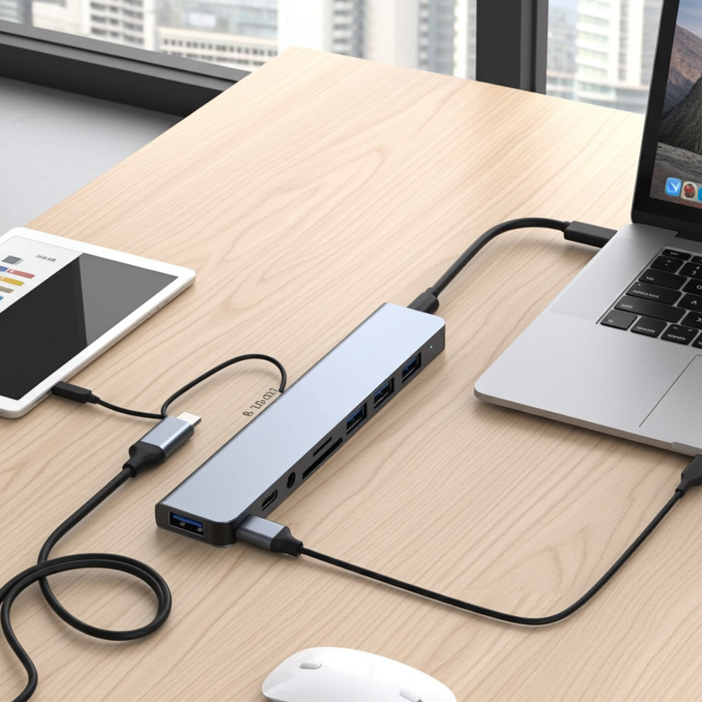 8-in-1 USB-C Multiport Adapter - HDMI, USB 3.0, PD Charging, 4K Output for MacBook, iPad Pro & Laptop