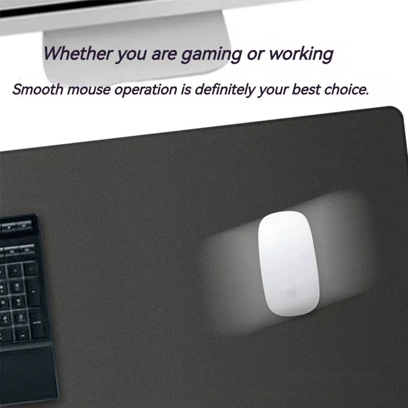 2-in-1 Wireless Charging Mouse Pad & Phone Charger - Dual-Sided Leather & Felt Desk Mat with Fast Qi Charging