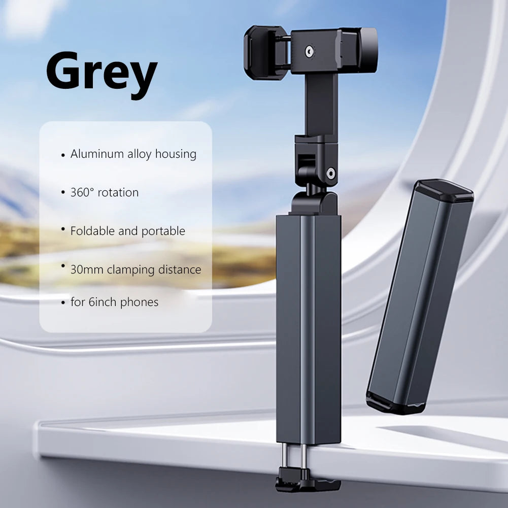 Foldable iPad Stand with Bed Mount - 360° Adjustable Aluminum Holder for iPad 4-12.9 inch, iPhone & Nintendo Switch