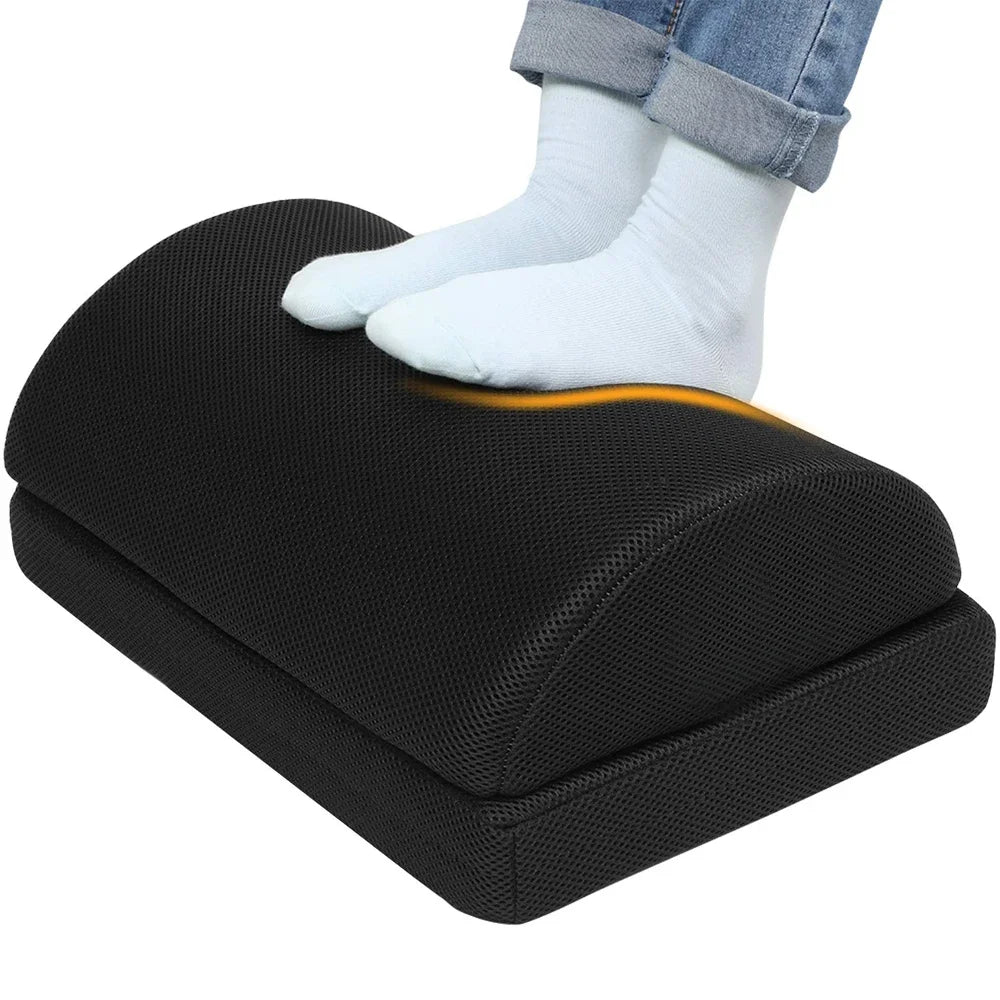 Adjustable Under Desk Foot Rest - 2 Height Ergonomic Memory Foam Foot Stool for Office, Home & Car
