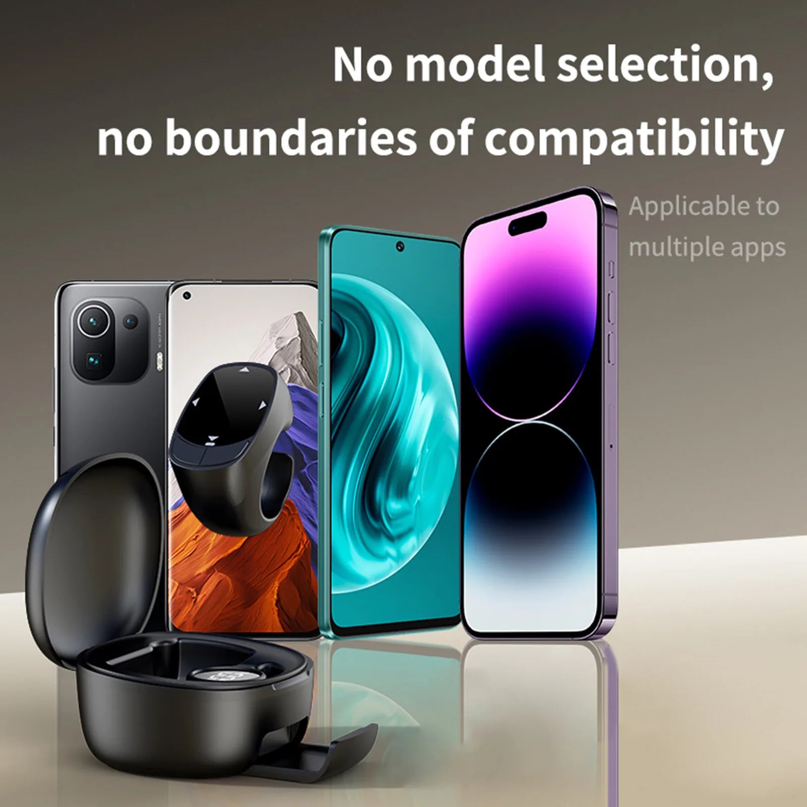 Bluetooth Scrolling Ring - 5.3 Wireless Fingertip Remote for TikTok, Camera Shutter, Selfie & Page Turning