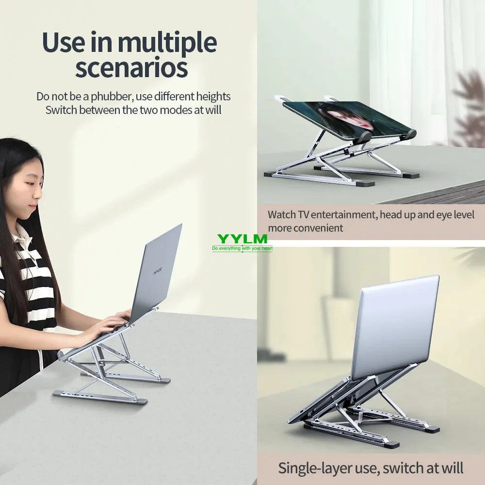 YYLM N8 Ergonomic Laptop Stand - Adjustable Height, Portable & Foldable for Desk, Home and Travel