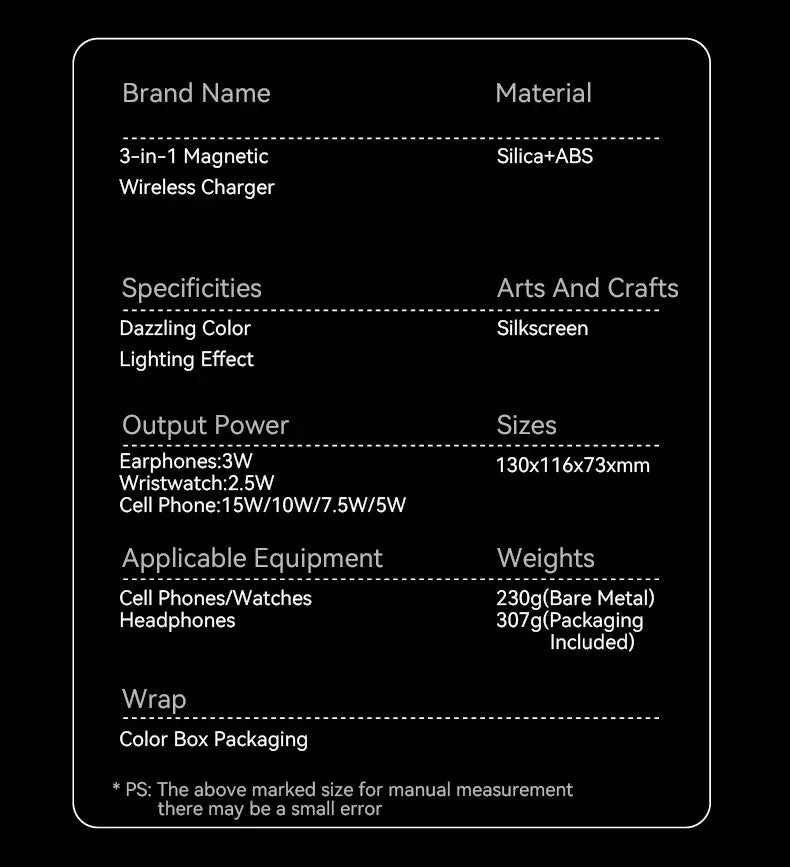 3-in-1 Magnetic Wireless Charging Station - 15W Fast Charger for iPhone, Apple Watch & AirPods