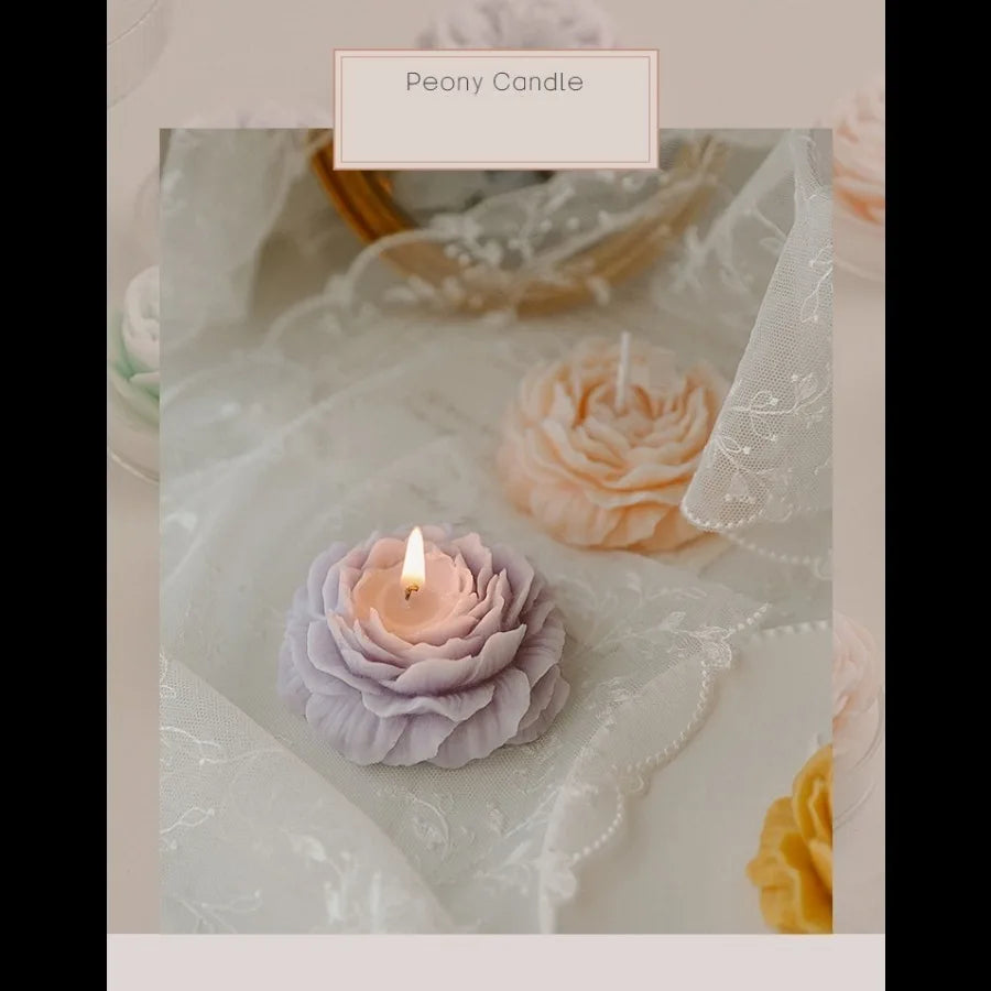 1pc Handmade Peony Flower-Shaped Scented Candle with Long-Lasting Fragrance for Home Decor & Relaxation Ideal for Bedroom/Spa