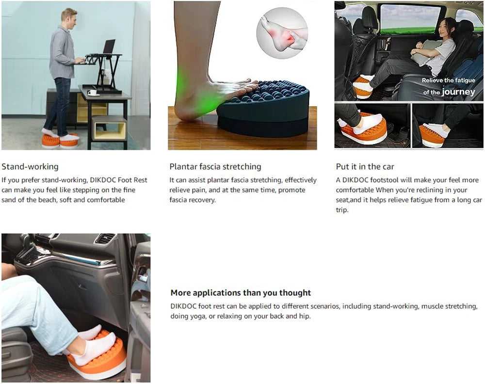 Under Desk Foot Rest - Ergonomic Office Foot Stool with Soft Silicone Nubs for Plantar Fasciitis Relief & Improved Posture