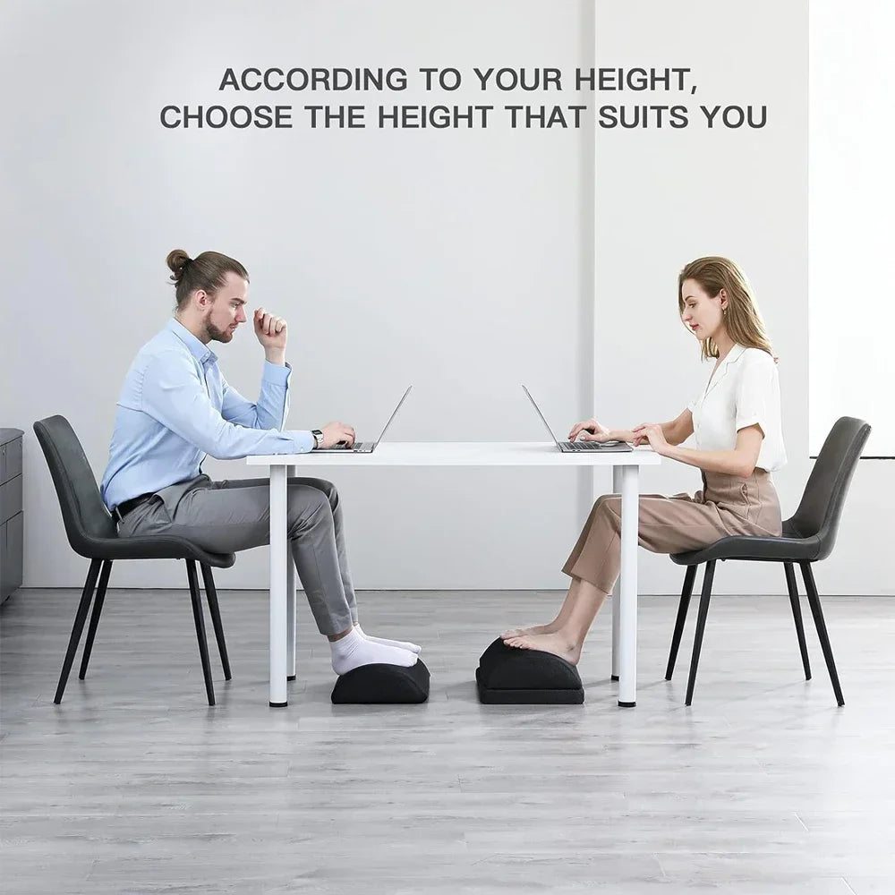 Adjustable Under Desk Foot Rest - 2 Height Ergonomic Memory Foam Foot Stool for Office, Home & Car