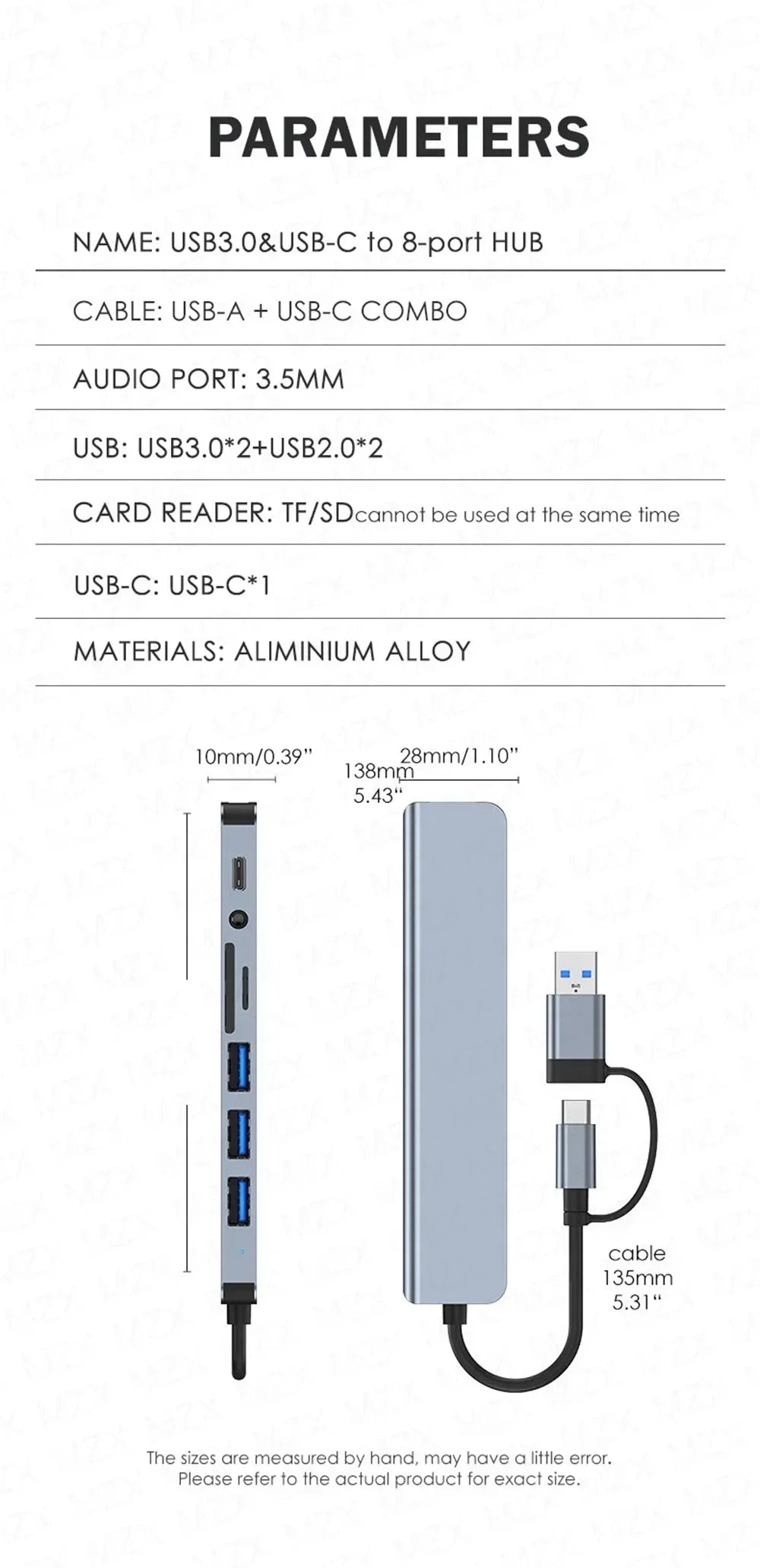 8-in-1 USB-C Multiport Adapter - HDMI, USB 3.0, PD Charging, 4K Output for MacBook, iPad Pro & Laptop
