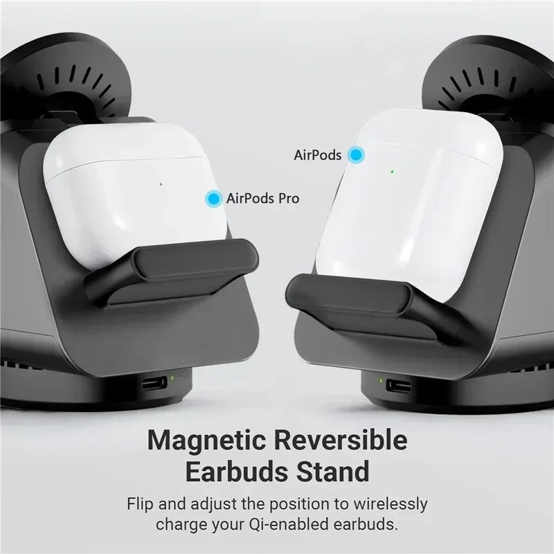 360° Magnetic 3-in-1 Wireless Charging Station - Fast Charging Stand for MagSafe iPhone 16/15/14, Apple Watch & AirPods