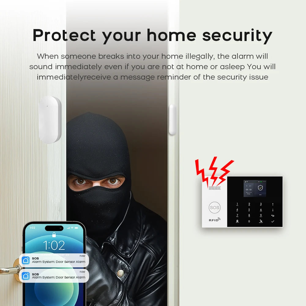 Tuya Smart Home Alarm System - Wireless GSM & WiFi Security for Complete Peace of Mind