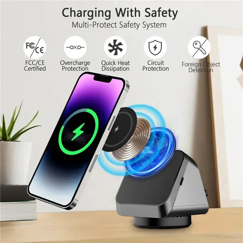 360° Magnetic 3-in-1 Wireless Charging Station - Fast Charging Stand for MagSafe iPhone 16/15/14, Apple Watch & AirPods
