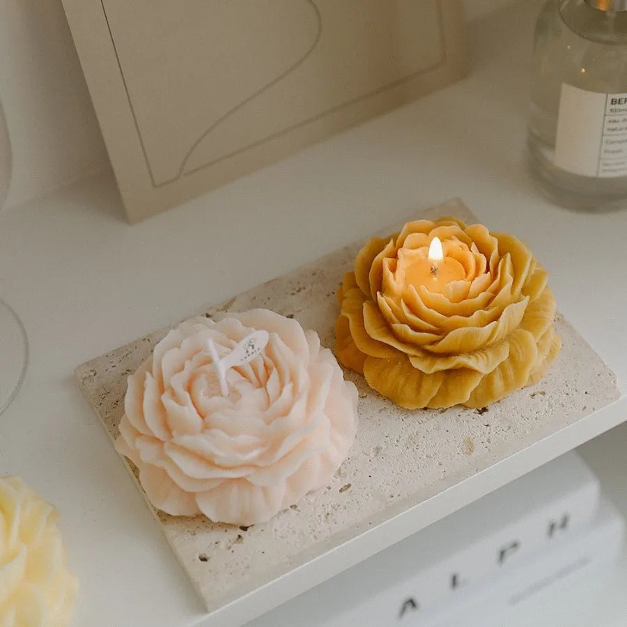 1pc Handmade Peony Flower-Shaped Scented Candle with Long-Lasting Fragrance for Home Decor & Relaxation Ideal for Bedroom/Spa