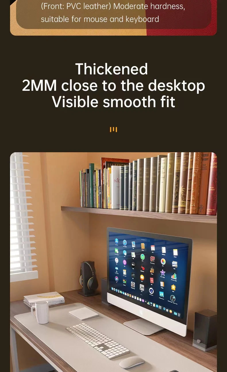 XXL Large Gaming Mouse Pad - Waterproof PU Leather Desk Mat with Non-Slip Base for Computer, Office & Gaming