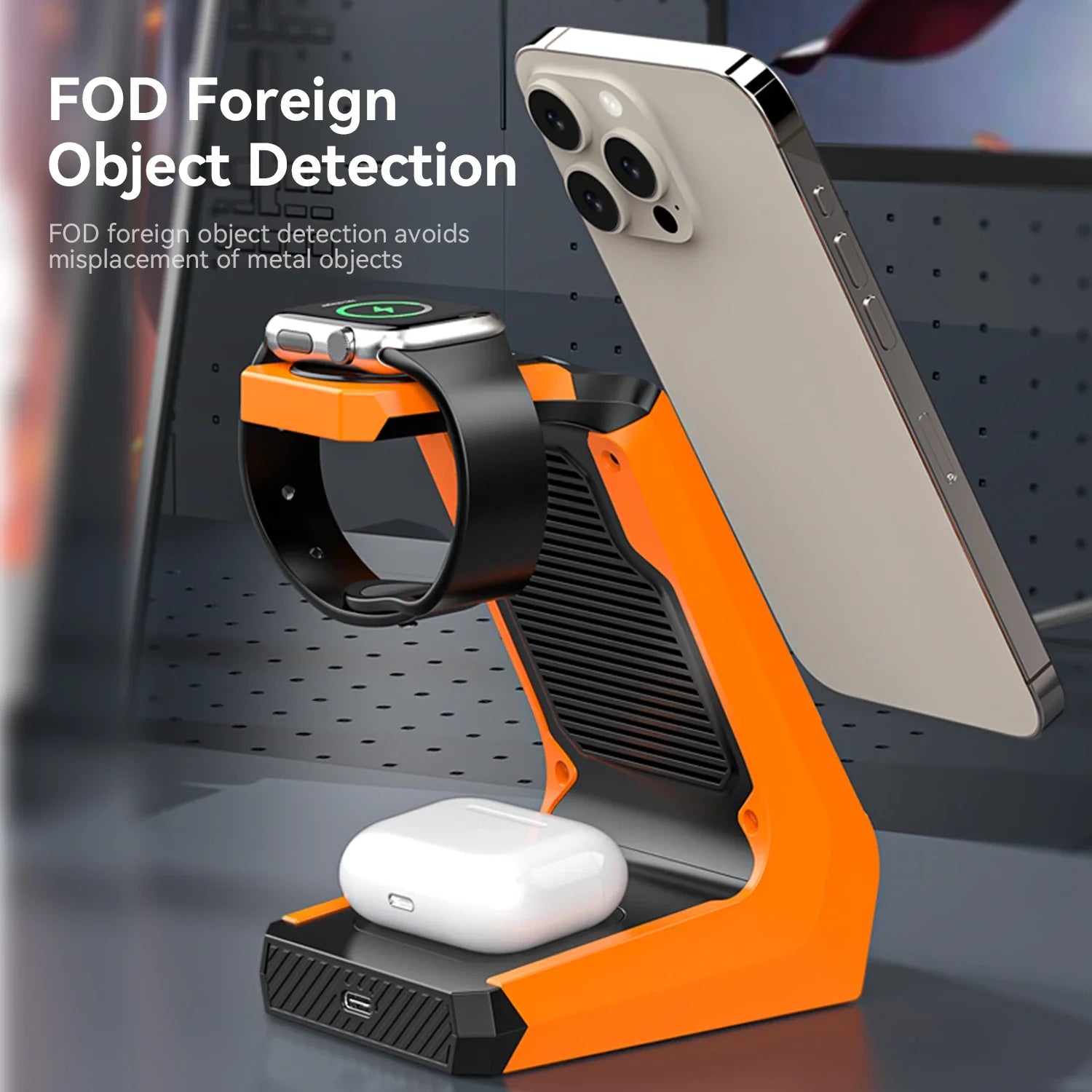 3-in-1 Magnetic Wireless Charging Station - 15W Fast Charger for iPhone, Apple Watch & AirPods