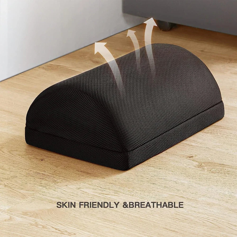 Adjustable Under Desk Foot Rest - 2 Height Ergonomic Memory Foam Foot Stool for Office, Home & Car