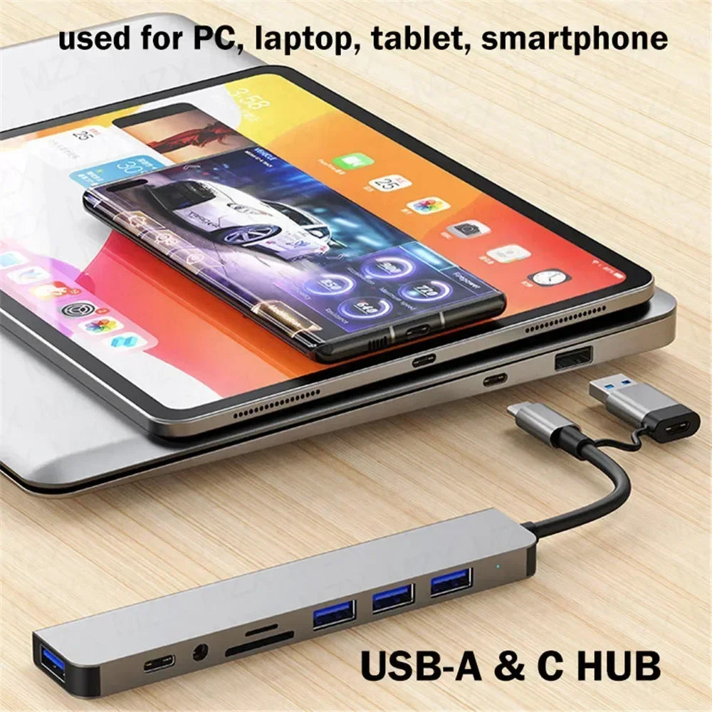 8-in-1 USB-C Multiport Adapter - HDMI, USB 3.0, PD Charging, 4K Output for MacBook, iPad Pro & Laptop