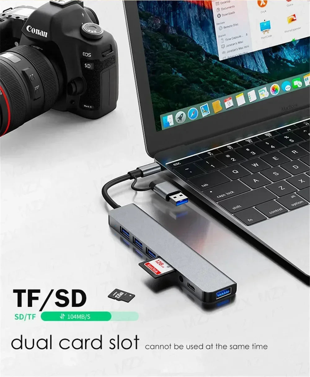 8-in-1 USB-C Multiport Adapter - HDMI, USB 3.0, PD Charging, 4K Output for MacBook, iPad Pro & Laptop