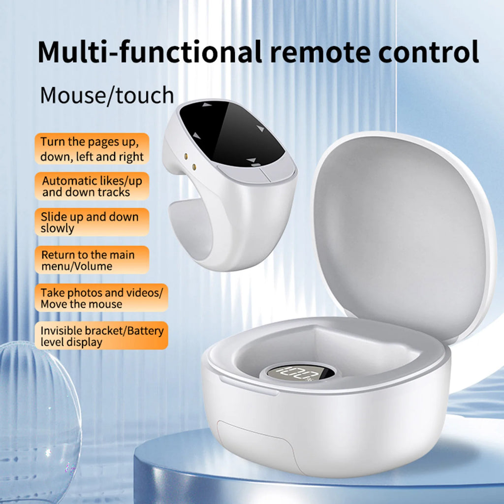 Bluetooth Scrolling Ring - 5.3 Wireless Fingertip Remote for TikTok, Camera Shutter, Selfie & Page Turning