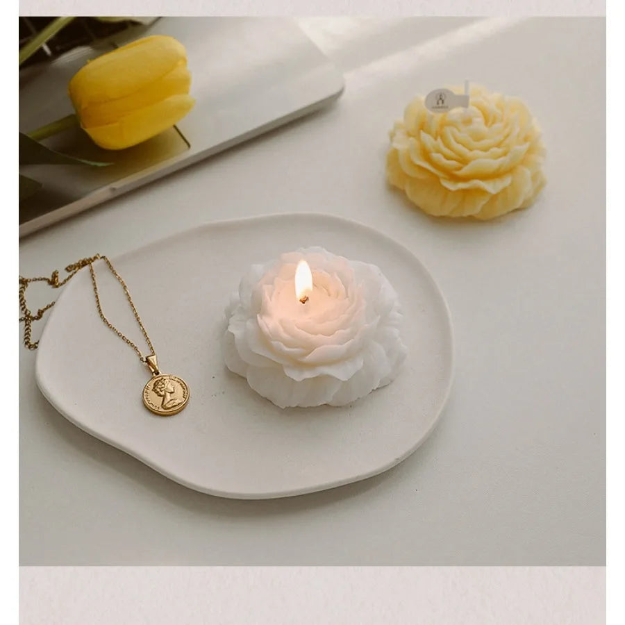 1pc Handmade Peony Flower-Shaped Scented Candle with Long-Lasting Fragrance for Home Decor & Relaxation Ideal for Bedroom/Spa
