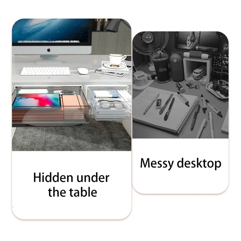 Under Desk Storage Drawer - Clear Modular Organizer with Removable Trays for Office Supplies, Pens, & Stationery