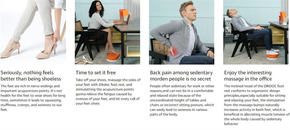 Under Desk Foot Rest - Ergonomic Office Foot Stool with Soft Silicone Nubs for Plantar Fasciitis Relief & Improved Posture