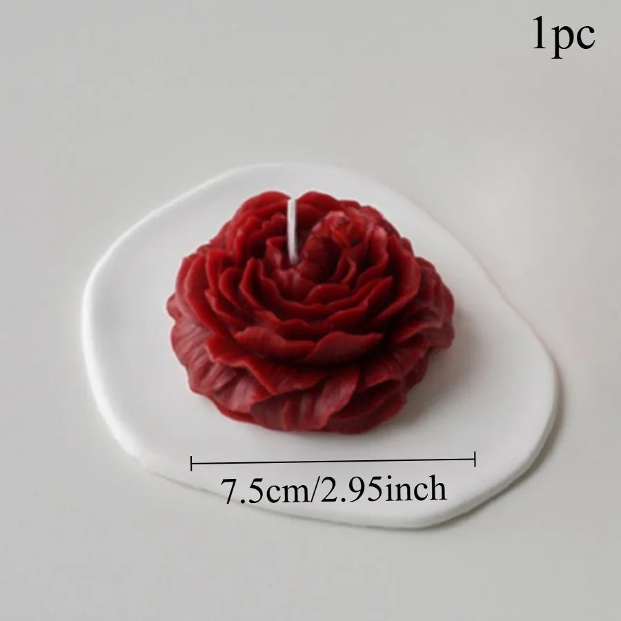 1pc Handmade Peony Flower-Shaped Scented Candle with Long-Lasting Fragrance for Home Decor & Relaxation Ideal for Bedroom/Spa