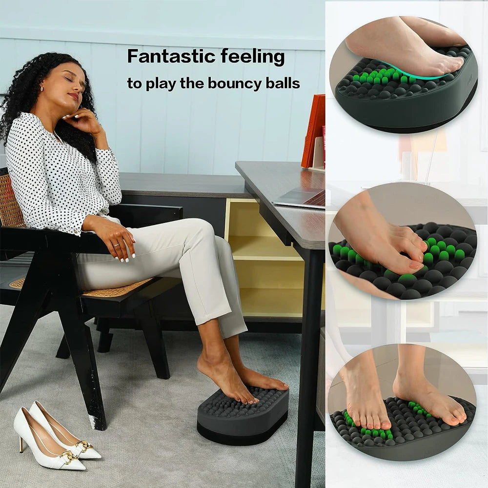 Under Desk Foot Rest - Ergonomic Office Foot Stool with Soft Silicone Nubs for Plantar Fasciitis Relief & Improved Posture