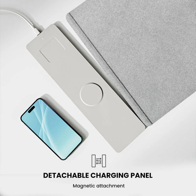 2-in-1 Wireless Charging Mouse Pad & Phone Charger - Dual-Sided Leather & Felt Desk Mat with Fast Qi Charging