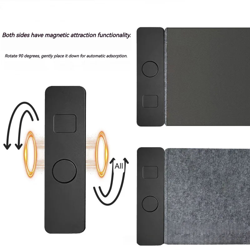 2-in-1 Wireless Charging Mouse Pad & Phone Charger - Dual-Sided Leather & Felt Desk Mat with Fast Qi Charging