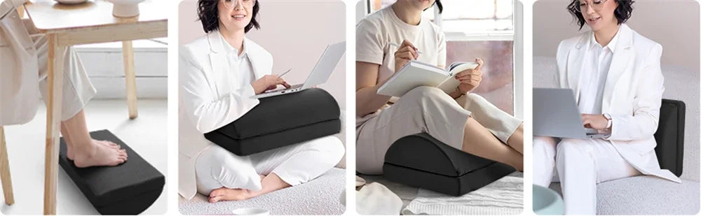 Adjustable Under Desk Foot Rest - 2 Height Ergonomic Memory Foam Foot Stool for Office, Home & Car