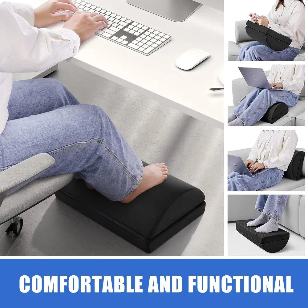 Adjustable Under Desk Foot Rest - 2 Height Ergonomic Memory Foam Foot Stool for Office, Home & Car