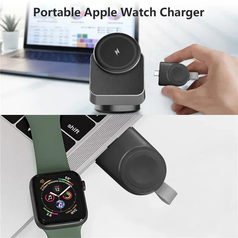 360° Magnetic 3-in-1 Wireless Charging Station - Fast Charging Stand for MagSafe iPhone 16/15/14, Apple Watch & AirPods