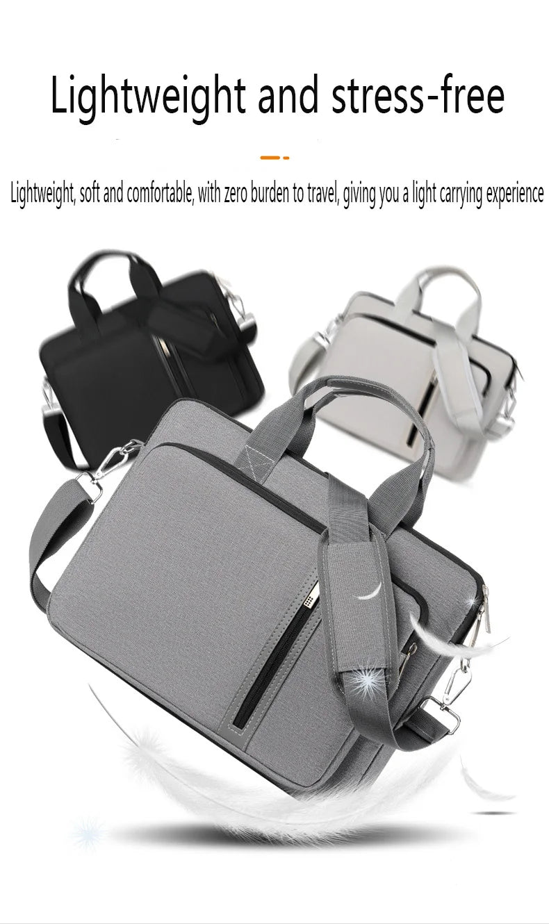 Three sizes of shock resistant laptop bag case and sleeve for 13, 15.6, and 17.3 inch laptops.