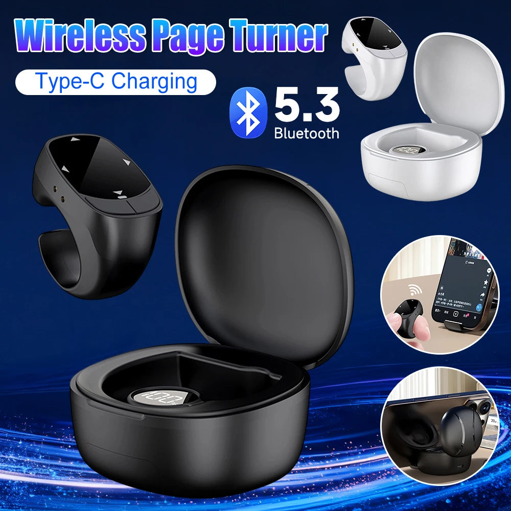 Bluetooth ring remote and charging case used as a wireless camera shutter for group selfies