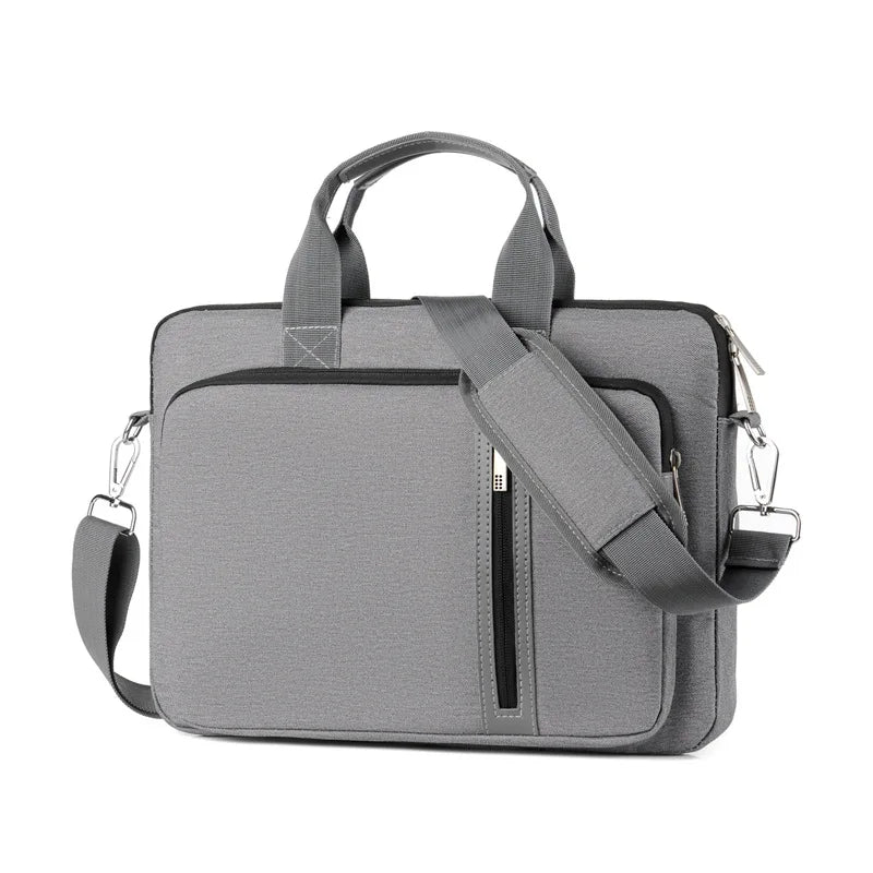 Stylish and waterproof universal laptop messenger bag worn over the shoulder for daily commute.